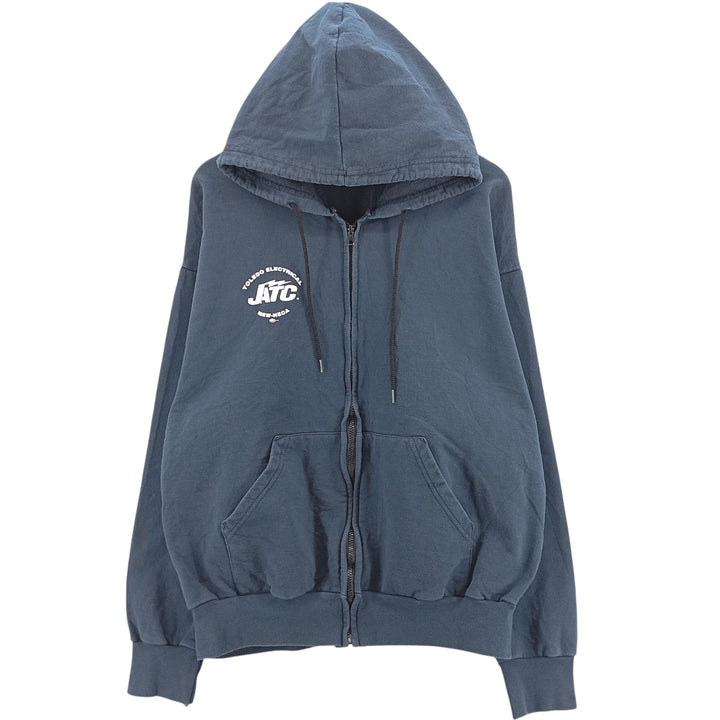 Vintage 90'S Union Line full-zip sweatshirt hoodie, made in the USA, size XL. cotton navy blue type Vintage Second Hand