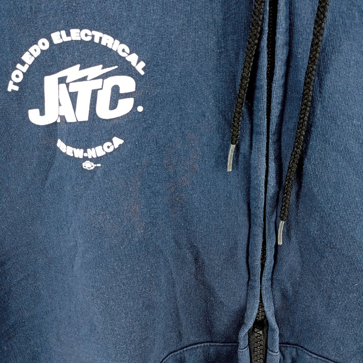 Vintage 90'S Union Line full-zip sweatshirt hoodie, made in the USA, size XL. cotton navy blue type Vintage Second Hand