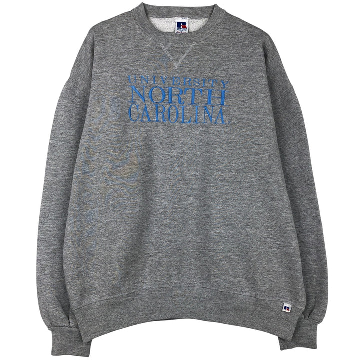 90'S Russell University of North Carolina College Sweatshirt, Made in USA, Men's Size XL, Vintage polyester gray type Vintage Second Hand