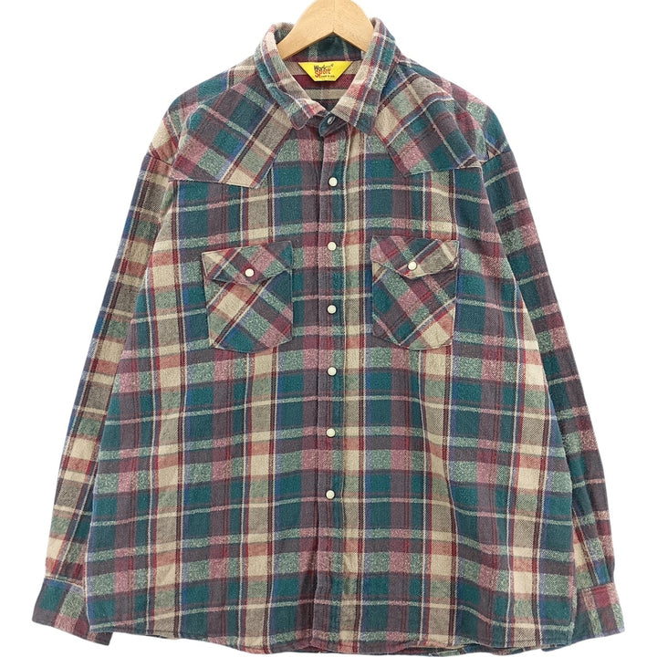 Vintage 1980'S Workn' Sport Western flannel check shirt, made in the USA, men's size XL unclear wine-red Vintage Second Hand