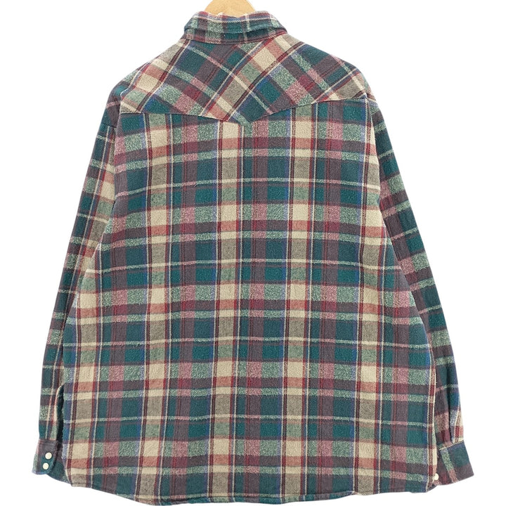 Vintage 1980'S Workn' Sport Western flannel check shirt, made in the USA, men's size XL unclear wine-red Vintage Second Hand