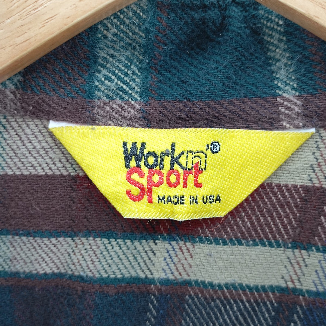 Vintage 1980'S Workn' Sport Western flannel check shirt, made in the USA, men's size XL unclear wine-red Vintage Second Hand