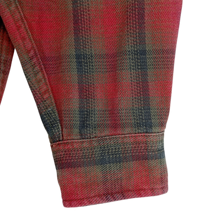 90'S LLBean Long Sleeve Flannel Check Shirt, Men's Size L, Vintage cotton red type Vintage Second Hand