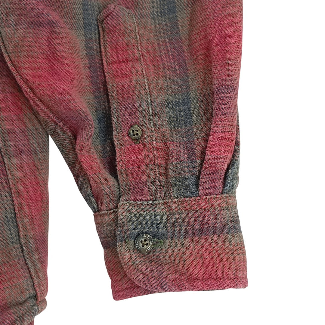90'S LLBean Long Sleeve Flannel Check Shirt, Men's Size L, Vintage cotton red type Vintage Second Hand