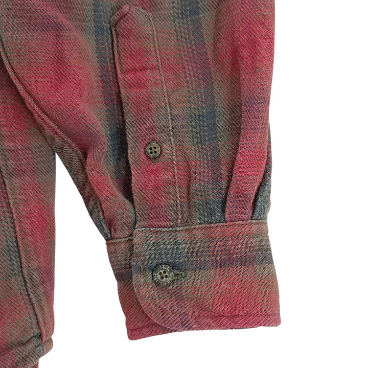 90'S LLBean Long Sleeve Flannel Check Shirt, Men's Size L, Vintage cotton red type Vintage Second Hand