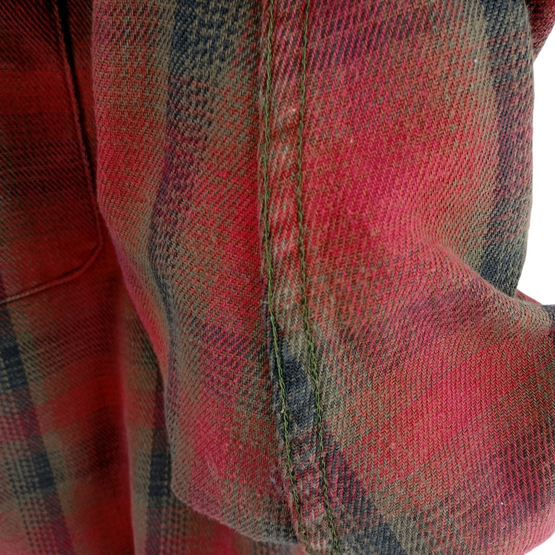 90'S LLBean Long Sleeve Flannel Check Shirt, Men's Size L, Vintage cotton red type Vintage Second Hand