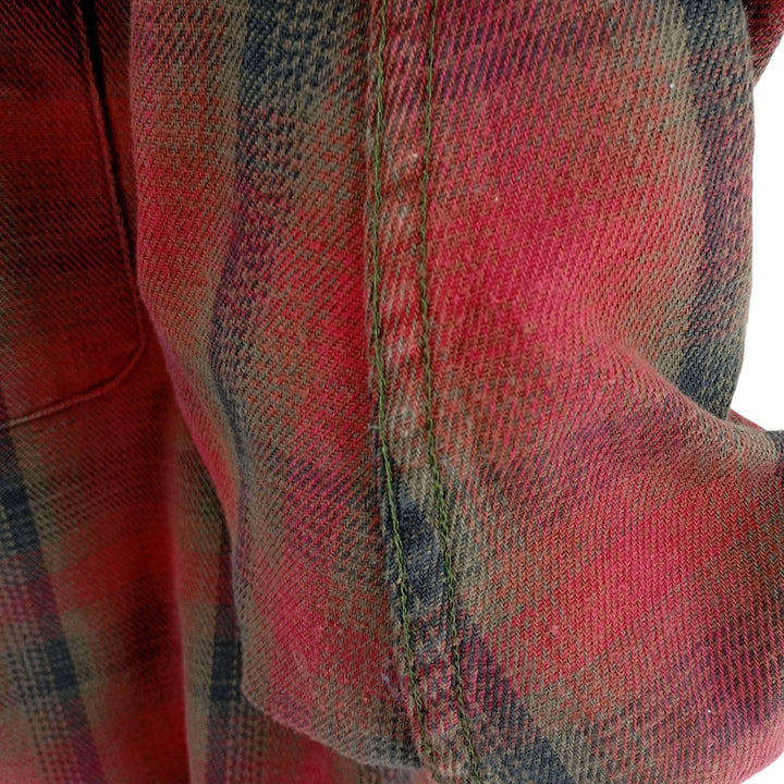 90'S LLBean Long Sleeve Flannel Check Shirt, Men's Size L, Vintage cotton red type Vintage Second Hand