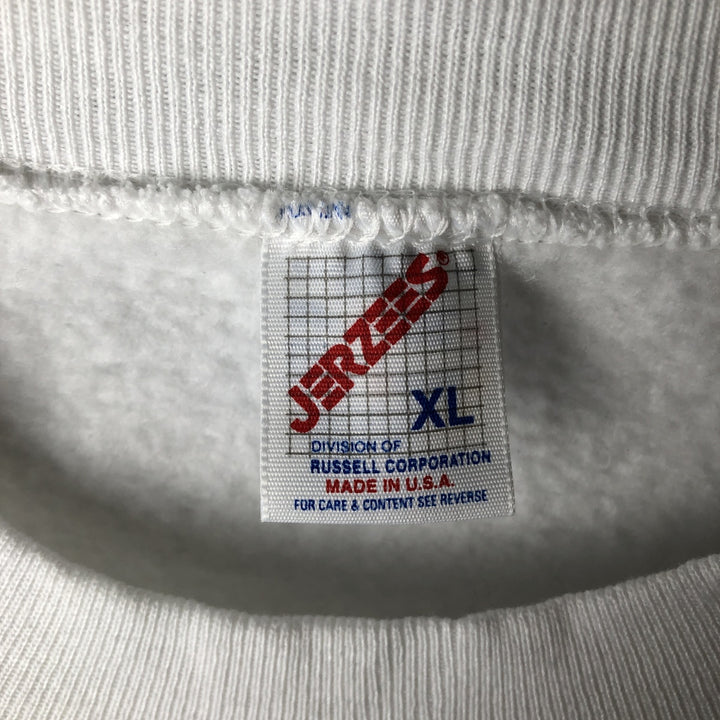 90'S Jerzees Plain Blank Sweatshirt Trainer Made in USA Men's XL Vintage cotton white type Vintage Second Hand
