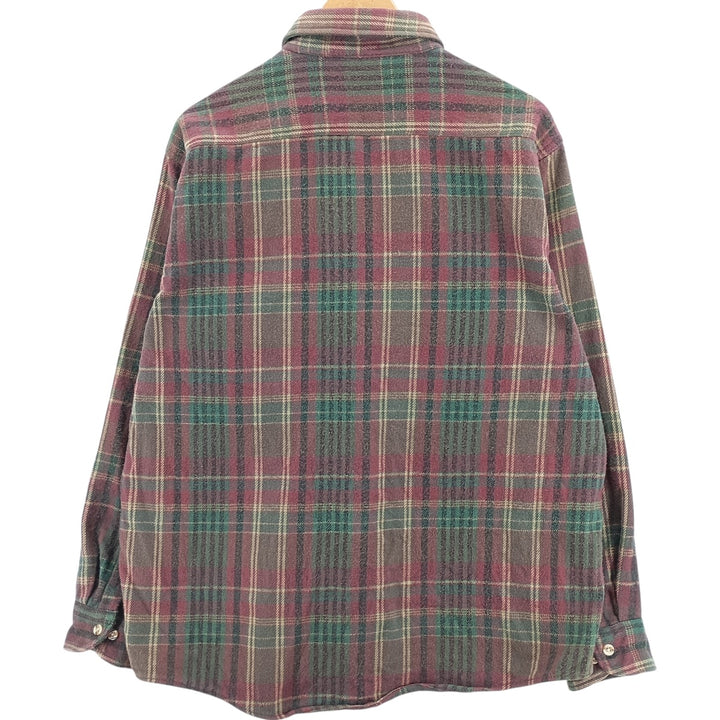 GFC TRADING CO. Long Sleeve Heavy Flannel Check Shirt, Men's Size XL, Vintage cotton wine-red Vintage Second Hand