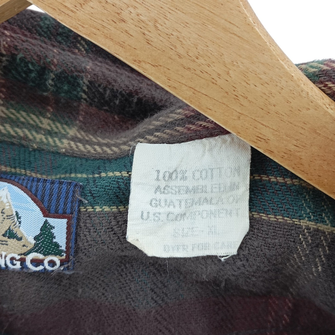 GFC TRADING CO. Long Sleeve Heavy Flannel Check Shirt, Men's Size XL, Vintage cotton wine-red Vintage Second Hand
