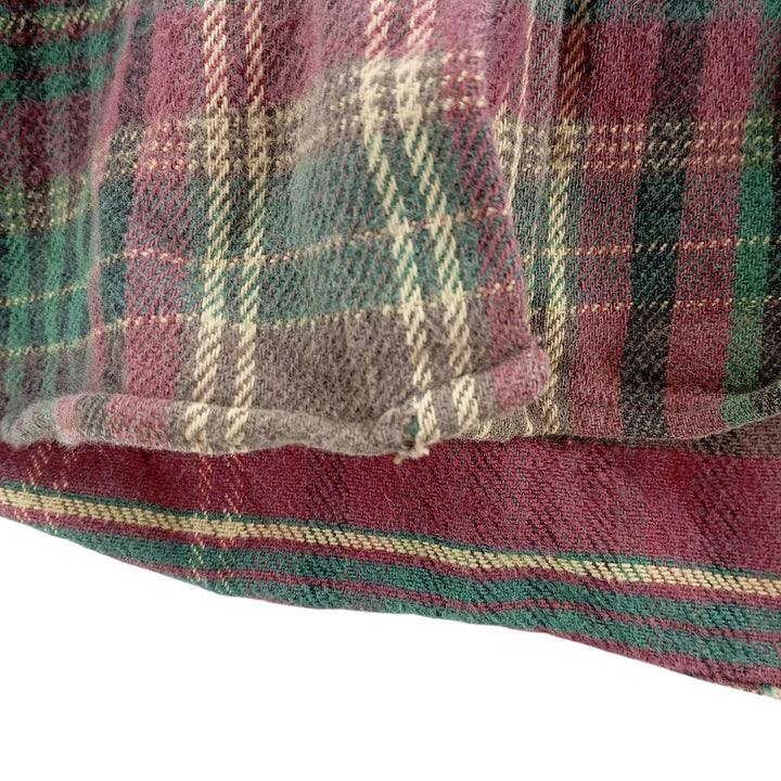 GFC TRADING CO. Long Sleeve Heavy Flannel Check Shirt, Men's Size XL, Vintage cotton wine-red Vintage Second Hand