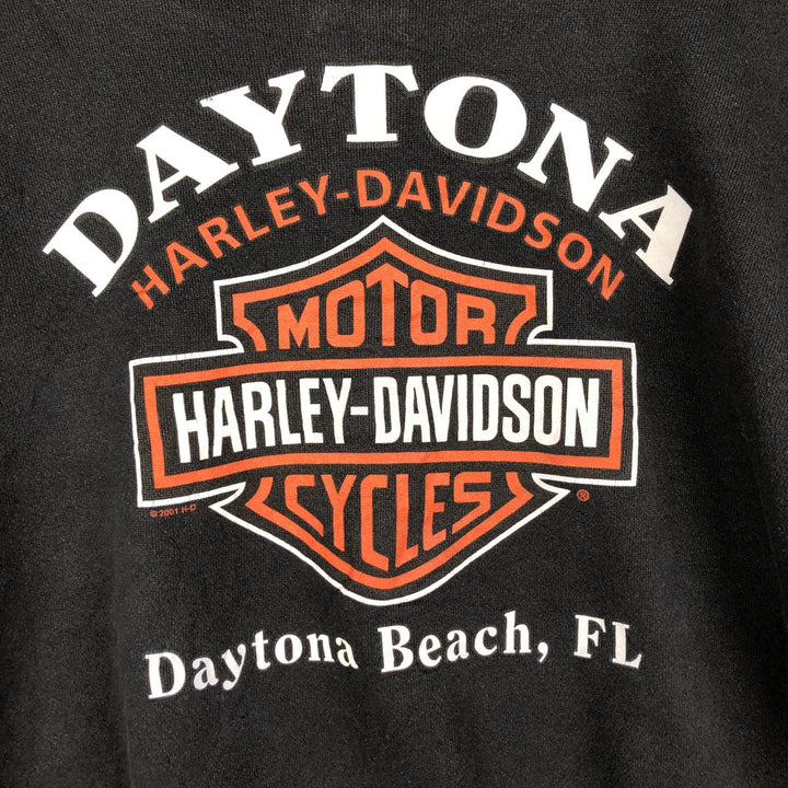 2000'S Harley-Davidson Eagle Print Two-Tone Advertising Henley Sweatshirt, Made in USA, Men's Size L cotton black type Vintage Second Hand