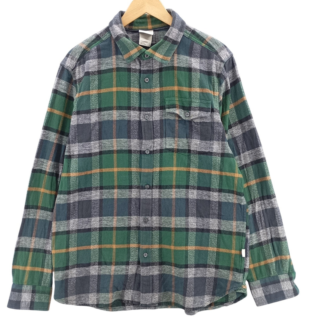 The North Face Men's Long Sleeve Flannel Check Shirt, Size L cotton Green type dark green Vintage Second Hand