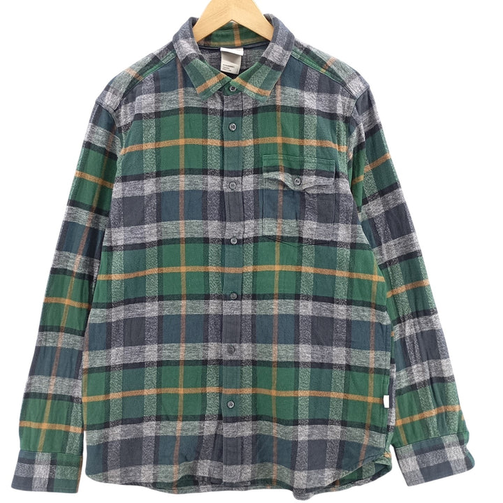 The North Face Men's Long Sleeve Flannel Check Shirt, Size L cotton Green type dark green Vintage Second Hand