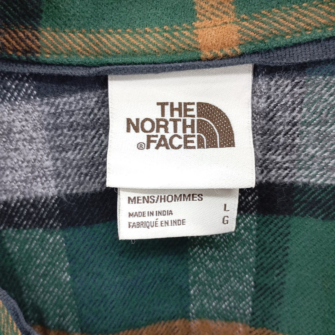 The North Face Men's Long Sleeve Flannel Check Shirt, Size L cotton Green type dark green Vintage Second Hand