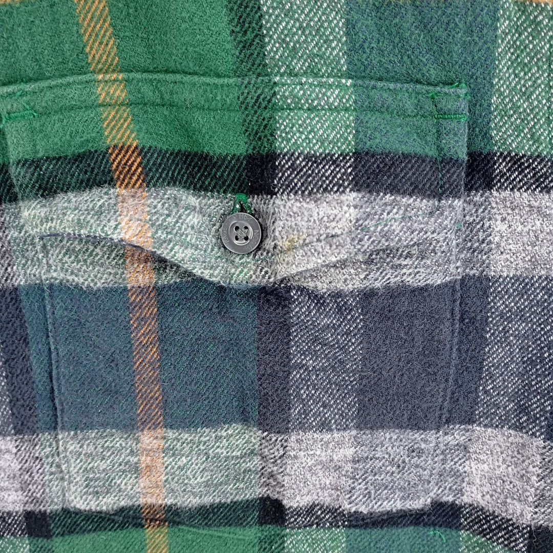 The North Face Men's Long Sleeve Flannel Check Shirt, Size L cotton Green type dark green Vintage Second Hand