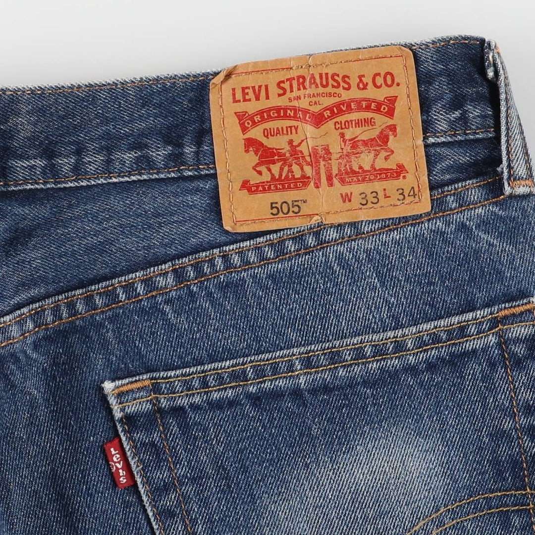 Levi's 505 tapered denim pants for men, size W34 cotton blue type Vintage Second Hand
