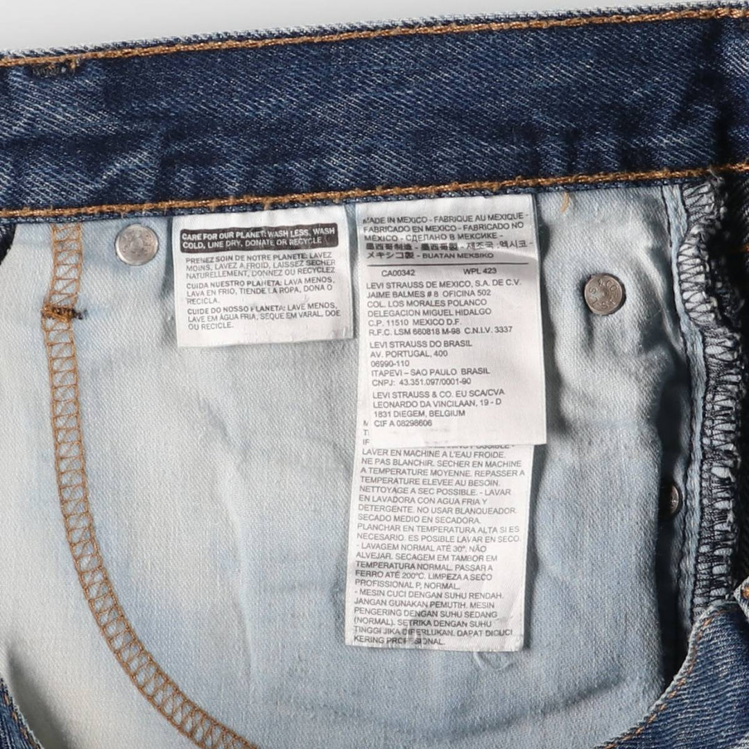 Levi's 505 tapered denim pants for men, size W34 cotton blue type Vintage Second Hand