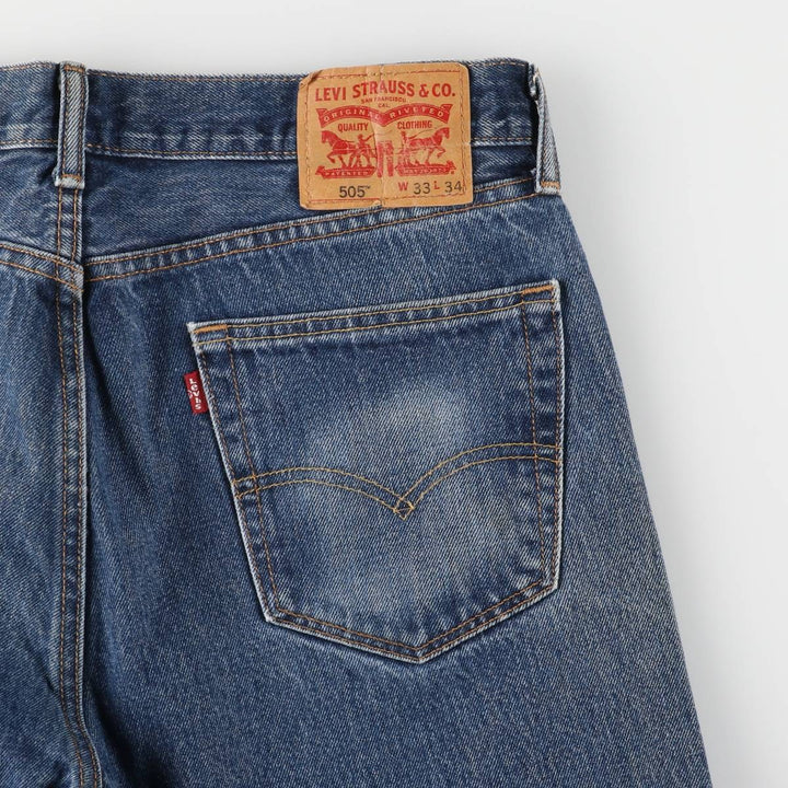 Levi's 505 tapered denim pants for men, size W34 cotton blue type Vintage Second Hand
