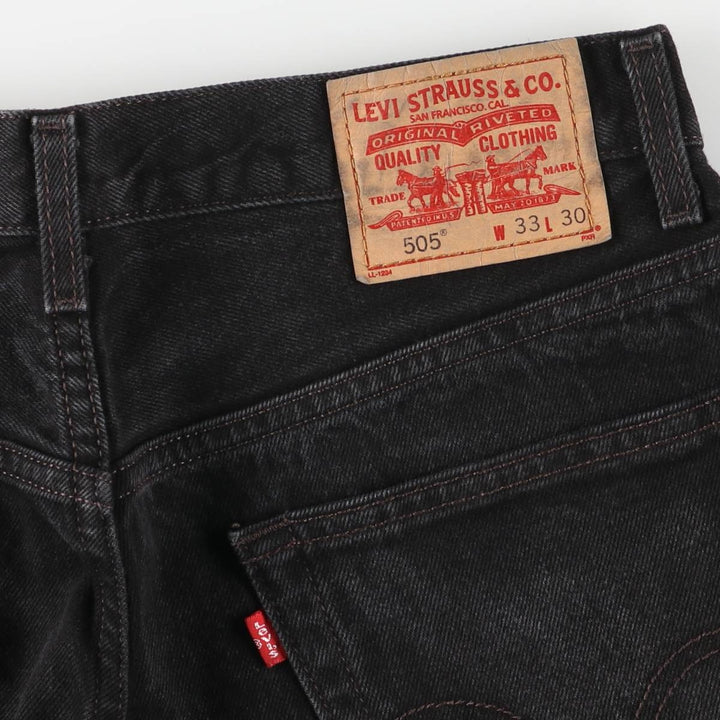 Levi's 505 REGULAR FIT Black Denim Tapered Denim Pants Men's W32 equivalent cotton black type Vintage Second Hand