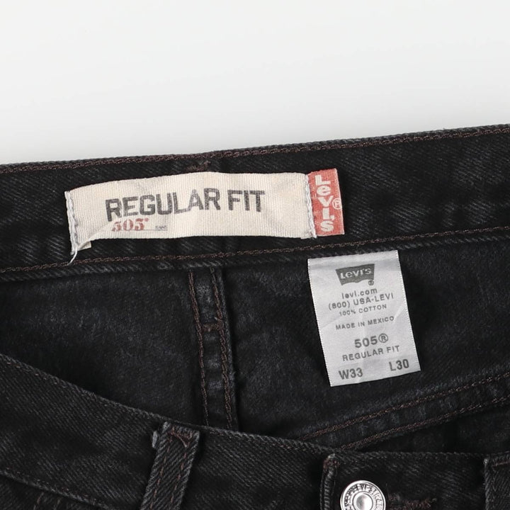 Levi's 505 REGULAR FIT Black Denim Tapered Denim Pants Men's W32 equivalent cotton black type Vintage Second Hand