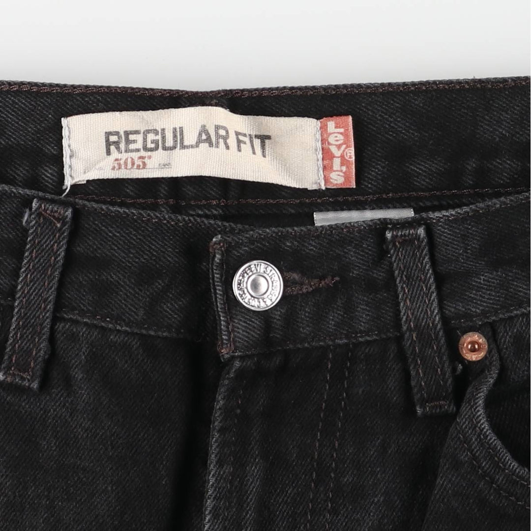 Levi's 505 REGULAR FIT Black Denim Tapered Denim Pants Men's W32 equivalent cotton black type Vintage Second Hand