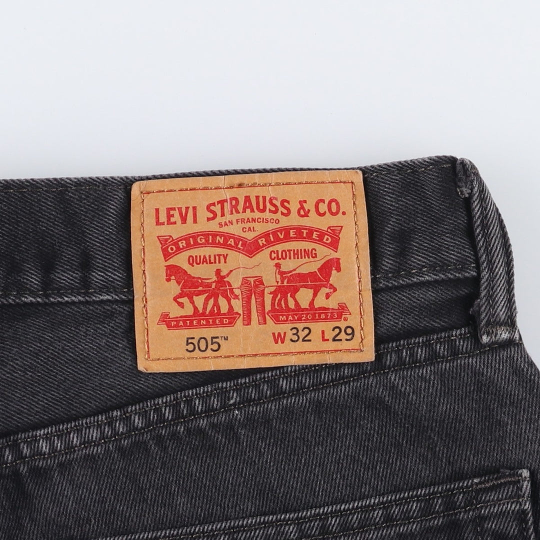 Levi's 505 Black Denim Tapered Denim Pants for Men, W33 equivalent cotton black type Vintage Second Hand