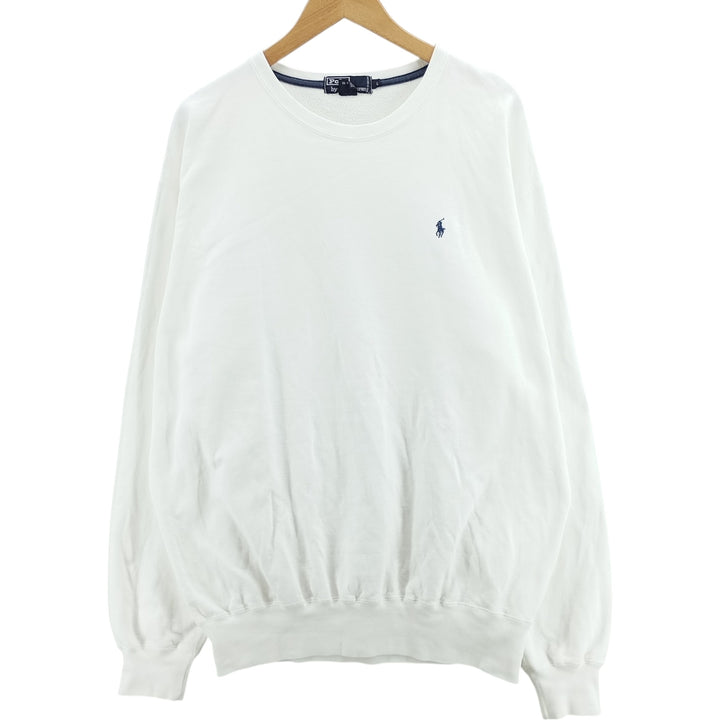 Ralph Lauren POLO by Ralph Lauren One Point Logo Sweatshirt Trainer Men's L size cotton white type Vintage Second Hand