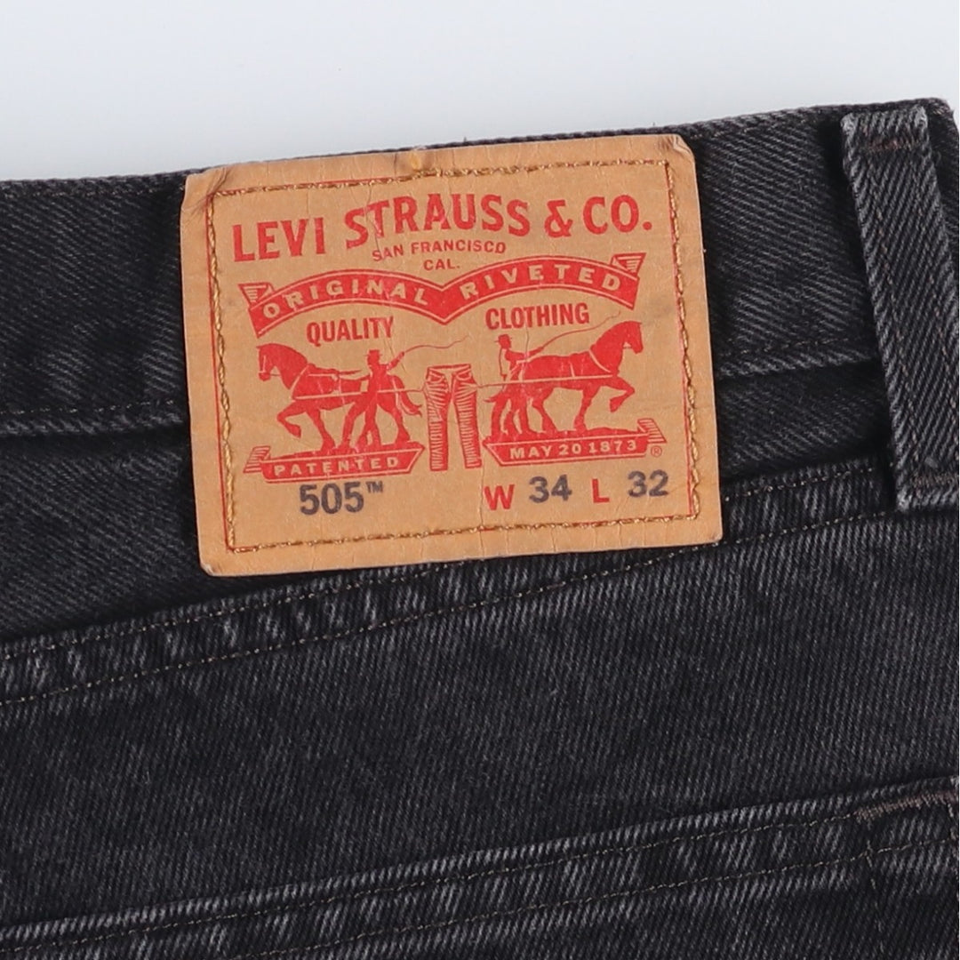 Levi's 505 Black Denim Tapered Denim Pants for Men, W34 equivalent cotton black type Vintage Second Hand