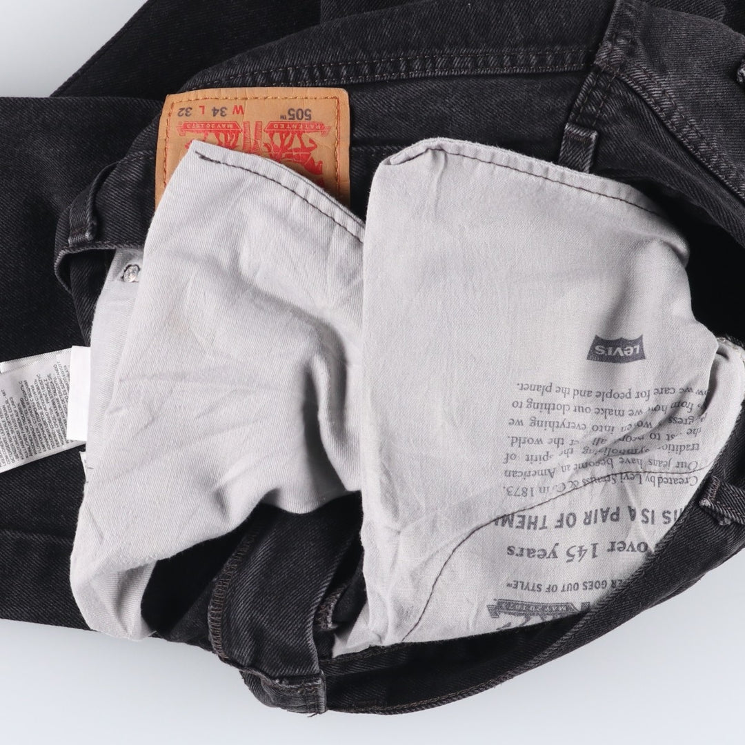 Levi's 505 Black Denim Tapered Denim Pants for Men, W34 equivalent cotton black type Vintage Second Hand