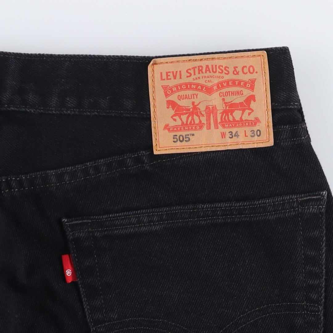 Levi's 505 Black Denim Tapered Denim Pants for Men, W34 equivalent cotton black type Vintage Second Hand