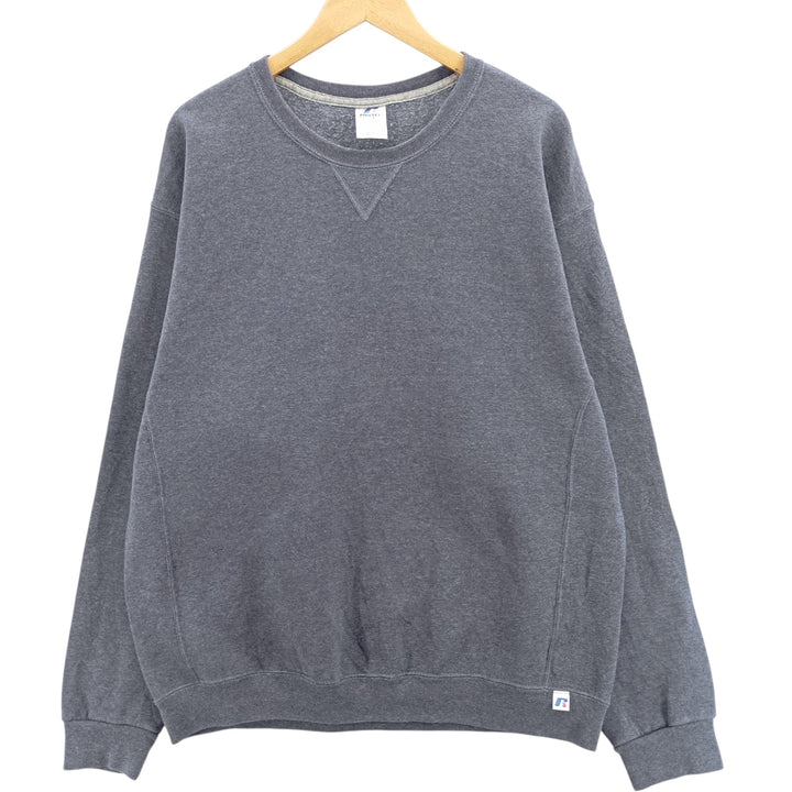 00'S ~ Russell plain blank sweatshirt, sweatshirt, men's XL size cotton navy blue type Vintage Second Hand