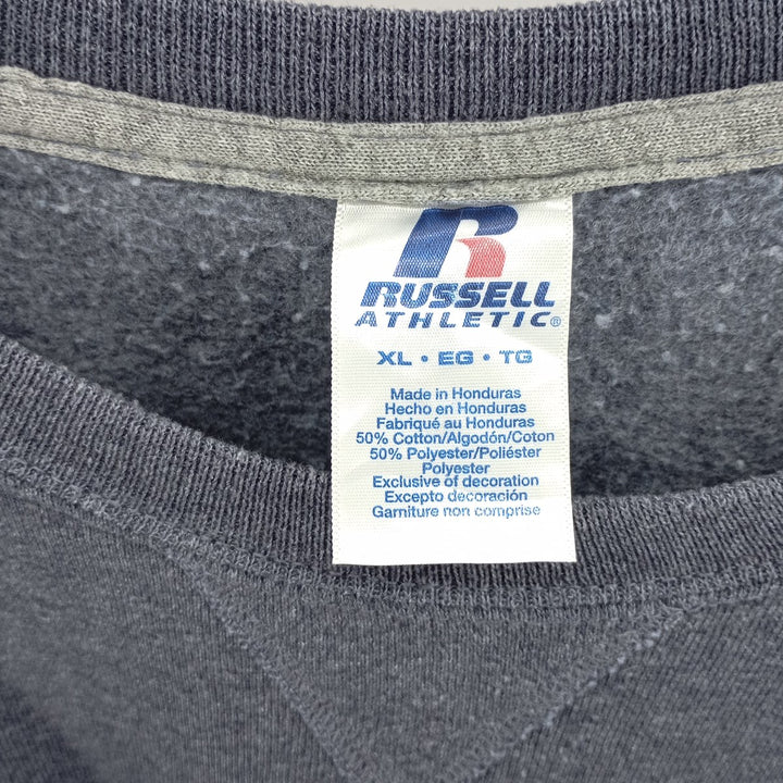 00'S ~ Russell plain blank sweatshirt, sweatshirt, men's XL size cotton navy blue type Vintage Second Hand
