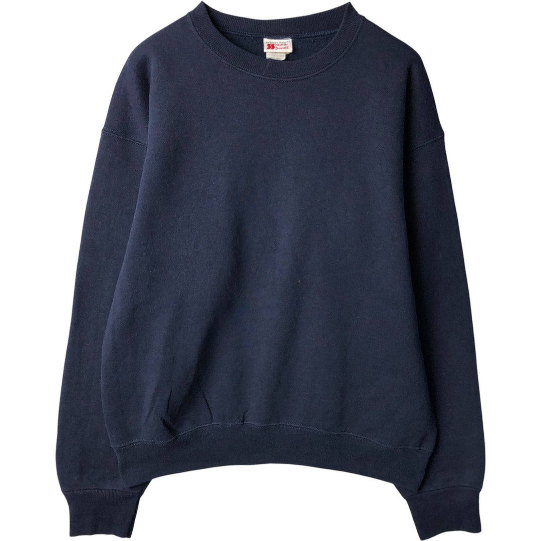 Vintage 90'S BASSETT-WALKER plain blank sweatshirt, made in the USA, size L, men's cotton navy blue type Vintage Second Hand