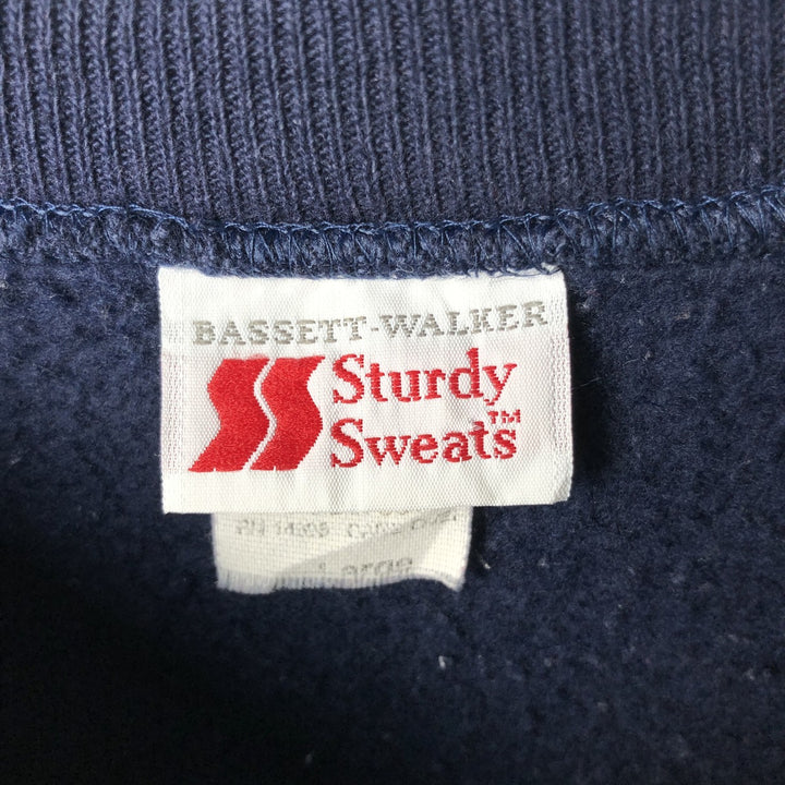Vintage 90'S BASSETT-WALKER plain blank sweatshirt, made in the USA, size L, men's cotton navy blue type Vintage Second Hand