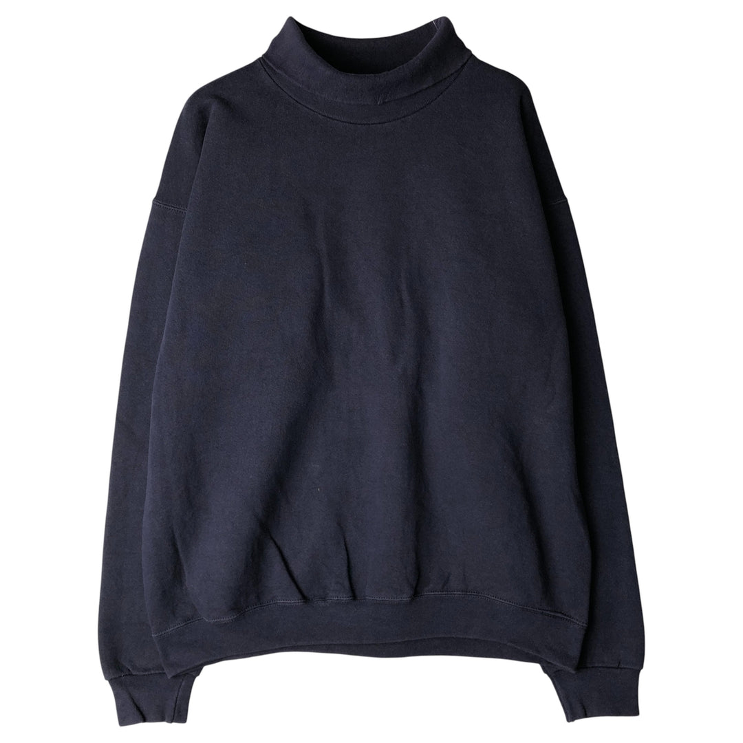 Vintage 90'S PLUMA high-neck plain blank sweatshirt, made in the USA, men's size L cotton navy blue type Vintage Second Hand