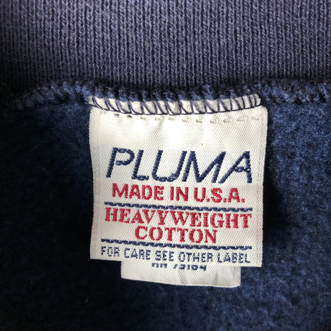 Vintage 90'S PLUMA high-neck plain blank sweatshirt, made in the USA, men's size L cotton navy blue type Vintage Second Hand