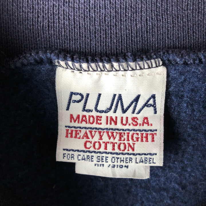 Vintage 90'S PLUMA high-neck plain blank sweatshirt, made in the USA, men's size L cotton navy blue type Vintage Second Hand