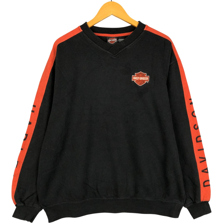 Harley-Davidson V-neck advertising sweatshirt, men's size L cotton black type Vintage Second Hand