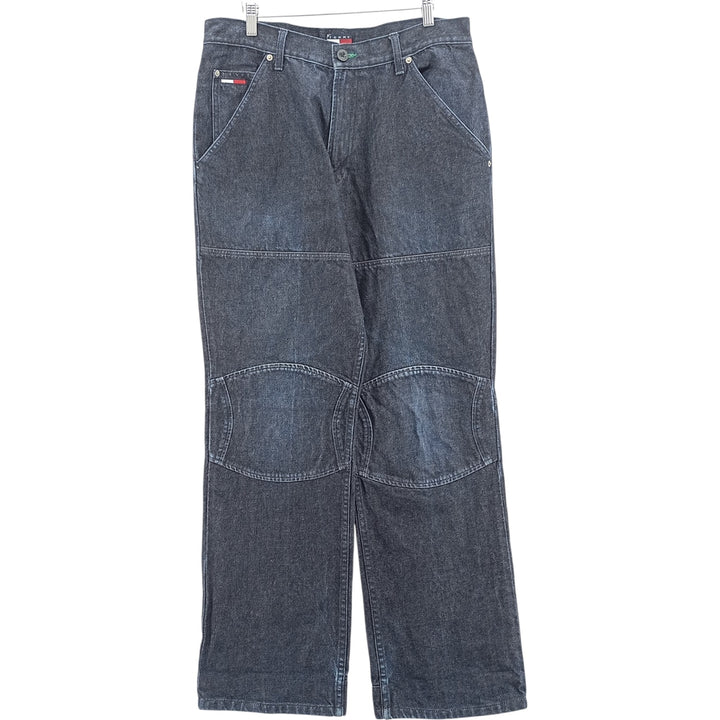 Vintage 90'S Tommy Hilfiger Jeans double-knee straight-leg denim pants, men's size W34. cotton navy blue type Vintage Second Hand