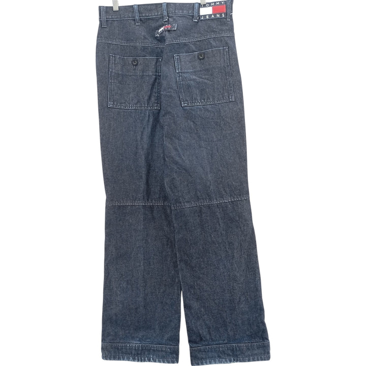 Vintage 90'S Tommy Hilfiger Jeans double-knee straight-leg denim pants, men's size W34. cotton navy blue type Vintage Second Hand