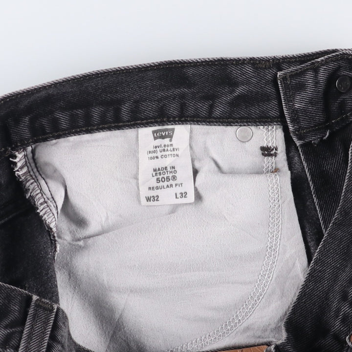 00'S Levi's 505 REGULAR FIT black denim tapered denim pants for men, size w32 cotton black type Vintage Second Hand
