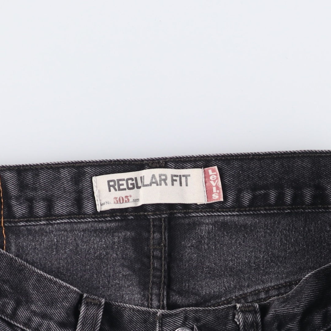 00'S Levi's 505 REGULAR FIT black denim tapered denim pants for men, size w32 cotton black type Vintage Second Hand