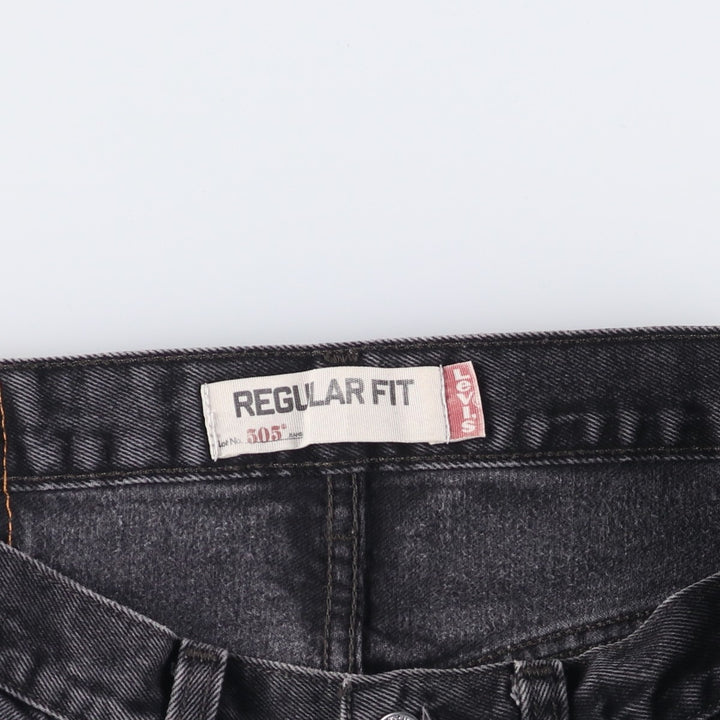 00'S Levi's 505 REGULAR FIT black denim tapered denim pants for men, size w32 cotton black type Vintage Second Hand