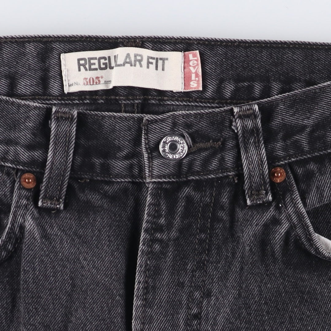 00'S Levi's 505 REGULAR FIT black denim tapered denim pants for men, size w32 cotton black type Vintage Second Hand