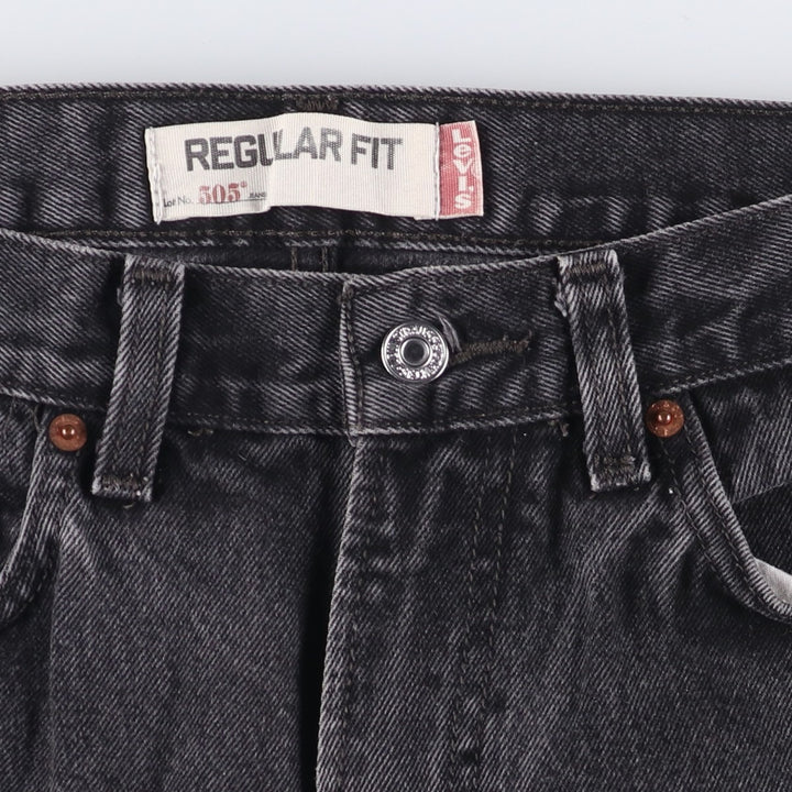 00'S Levi's 505 REGULAR FIT black denim tapered denim pants for men, size w32 cotton black type Vintage Second Hand