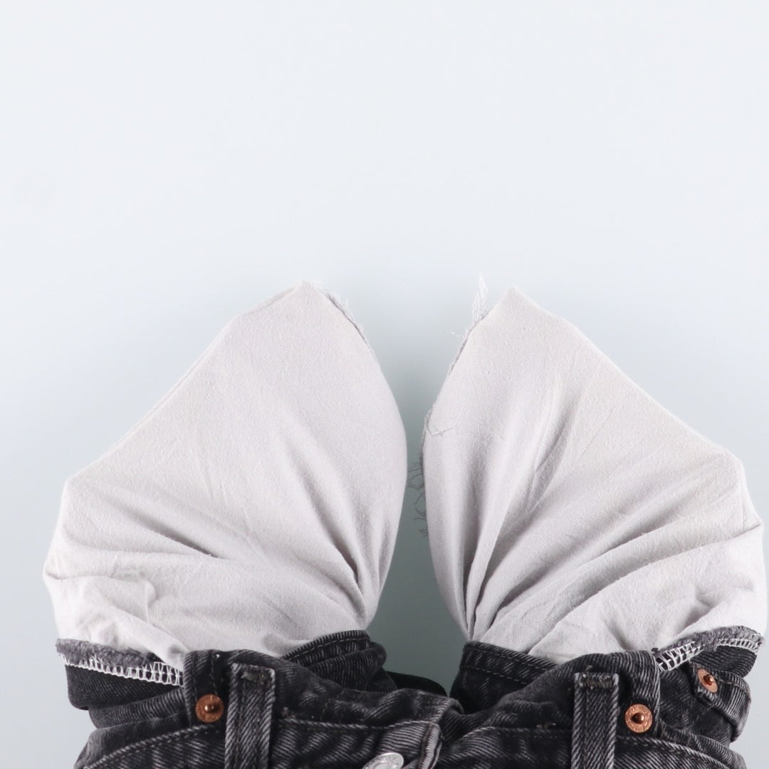 00'S Levi's 505 REGULAR FIT black denim tapered denim pants for men, size w32 cotton black type Vintage Second Hand