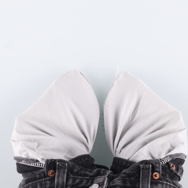 00'S Levi's 505 REGULAR FIT black denim tapered denim pants for men, size w32 cotton black type Vintage Second Hand