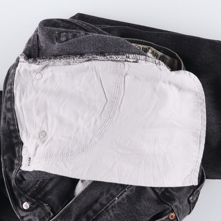 00'S Levi's 505 REGULAR FIT black denim tapered denim pants for men, size w32 cotton black type Vintage Second Hand