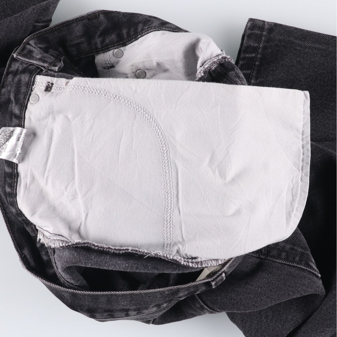 00'S Levi's 505 REGULAR FIT black denim tapered denim pants for men, size w32 cotton black type Vintage Second Hand